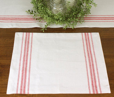 Red Grain Sack Cream,Red Placemat PM074010 - The Fox Decor